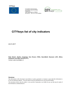 CITYkeys list of city indicators