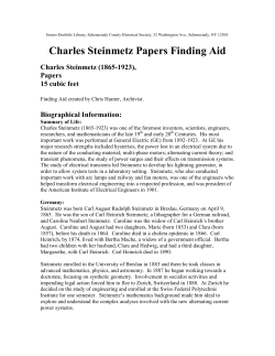 Steinmetz Finding Aid - Schenectady County Historical Society