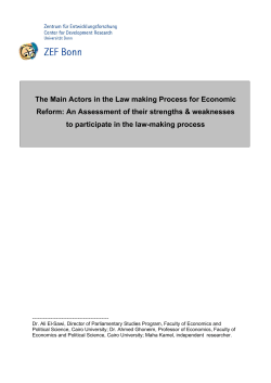 The Main Actors in the Law making Process for Economic Reform