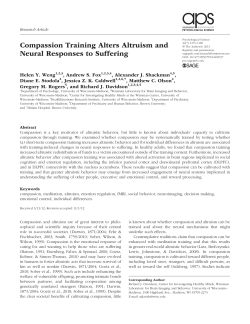 Compassion training alters altruism and neural responses to suffering.