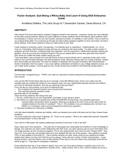 Factor Analysis: Quit Being a Whiny Baby And Learn It Using SAS