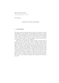 LOGIC OF VAGUE CONCEPTS 1. Introduction
