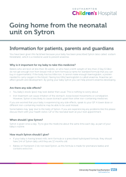 Going home from the neonatal unit on Sytron
