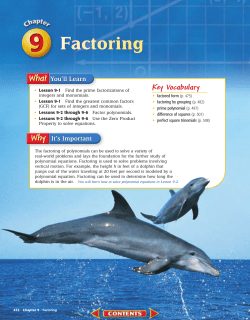 Chapter 9: Factoring - West Jefferson Local Schools Home