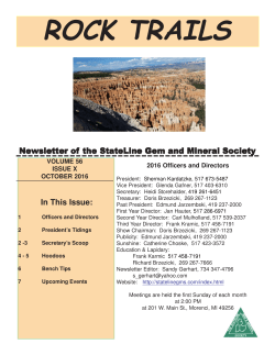 October 2016 - The StateLine Gem and Mineral Society`s purpose is