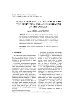 population health. an analysis of the definition and a measurement