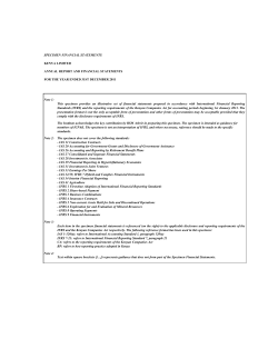 SPECIMEN FINANCIAL STATEMENTS