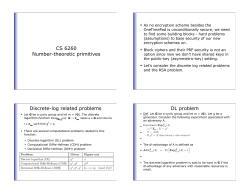 CS 6260 Number-theoretic primitives Discrete