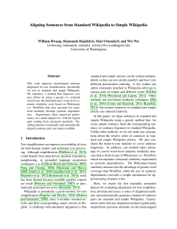 Aligning Sentences from Standard Wikipedia to Simple Wikipedia
