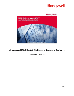 Honeywell WEBs-AX Software Release Bulletin