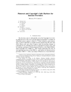 Pinterest and Copyright`s Safe Harbors for Internet Providers
