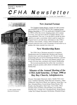 Newsletter Vol 1, #2 - Canadian Friends Historical Association