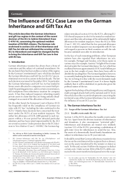 The Influence of ECJ Case Law on the German Inheritance and Gift