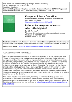 Robotics for computer scientists: what`s the big idea?