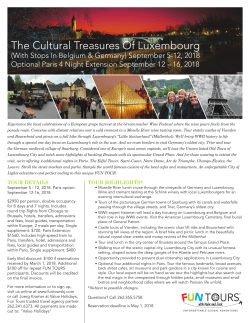 Luxembourg, Belgium and Germany (with optional Paris trip) flyer.