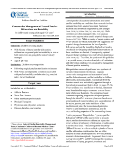 Lateral Patellar Dislocations and Instability