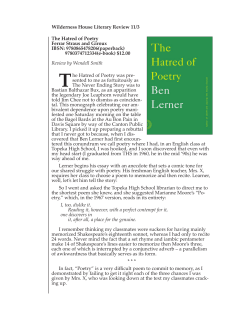 The Hatred of Poetry - Wilderness House Literary Review
