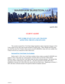 New York State Tax Law Changes Affecting Trusts and Estates