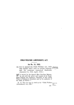 CHILD WELFARE (AMENDMENT) ACT. Act No