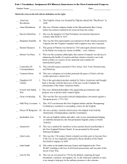 Unit 1 Vocabulary Assignment (US History)