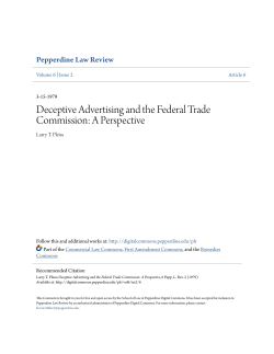 Deceptive Advertising and the Federal Trade Commission: A