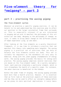 Five-element theory for *neigong* - part 3