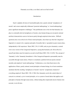 Humanity as an Ideal and an End in Itself