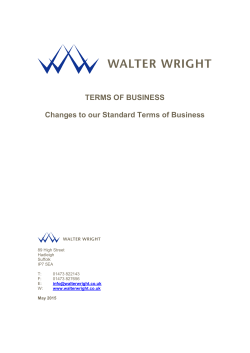 TERMS OF BUSINESS Changes to our Standard