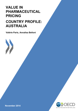 value in pharmaceutical pricing country profile: australia