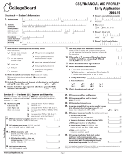 CSS/FINANCIAL AID PROFILE&reg; Early