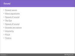 Sound waves • Wave equations • Speed of sound