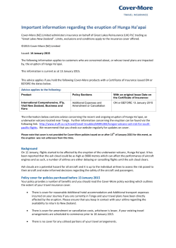 Important information regarding the eruption of Hunga Ha`apai
