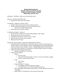 Monthly Meeting Minutes Wasatch Hollow Community Council