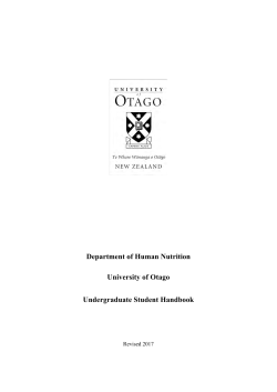 Department of Human Nutrition University of Otago Undergraduate