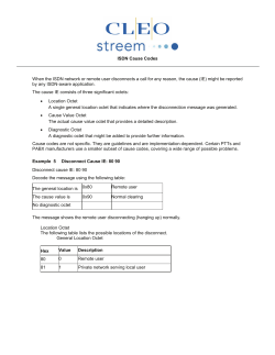 ISDN Cause Codes When the ISDN network or remote user