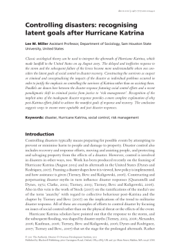 Controlling disasters: recognising latent goals after Hurricane Katrina