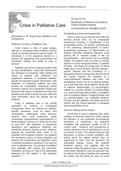 Crisis in Palliative Care - The Federation of Medical Societies of