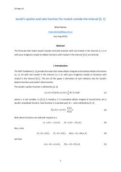 Jacobi`s epsilon and zeta function for moduli