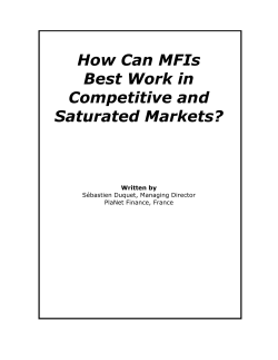How Can MFIs Best Work in Competitive and Saturated Markets?