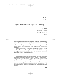 Signed Numbers and Algebraic Thinking