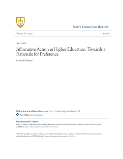 Affirmative Action in Higher Education: Towards a Rationale for