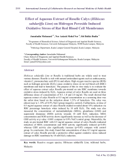 Effect of Aqueous Extract of Roselle Calyx (Hibiscus sabdariffa Linn