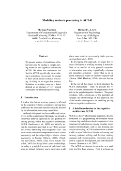 Modeling sentence processing in ACT-R
