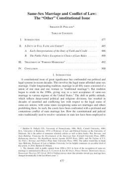 Same-Sex Marriage and Conflict of Law