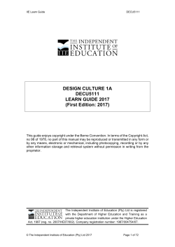 DESIGN CULTURE 1A DECU5111 LEARN GUIDE 2017