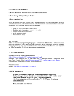 Lab for week: 5 Lab Title: Booleans, decision structures and loop