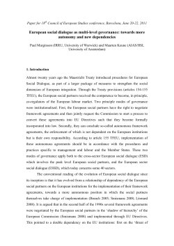 European social dialogue as multi-level governance: autonomy or