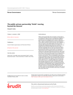 The public-private-partnership &ldquo;fetish&rdquo;: moving beyond the