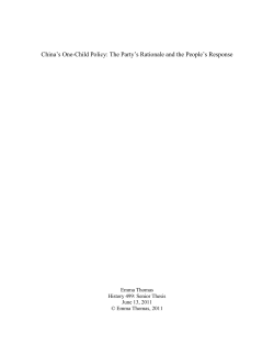 China`s One-Child Policy: The Party`s Rationale and the People`s
