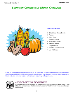 SOUTHERN CONNECTICUT MENSA CHRONICLE